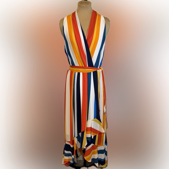 Donna Ricco Dresses & Skirts - NWT Donna Ricco Orange Multi Maxi Wrap Dress